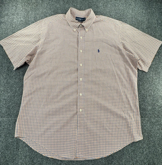 Polo Ralph Lauren Classic Fit Short Sleeve Gingham Button Down Shirt Mens XL
