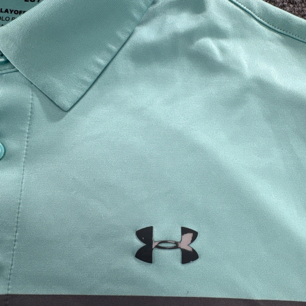 Under Armour Playoff Polo Mens L Aqua White Colorblock Golf Performance Shirt