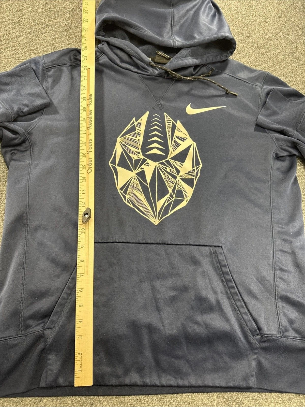 Nike Football Hoodie Mens Large Navy Geometric Football Pullover Swoosh
