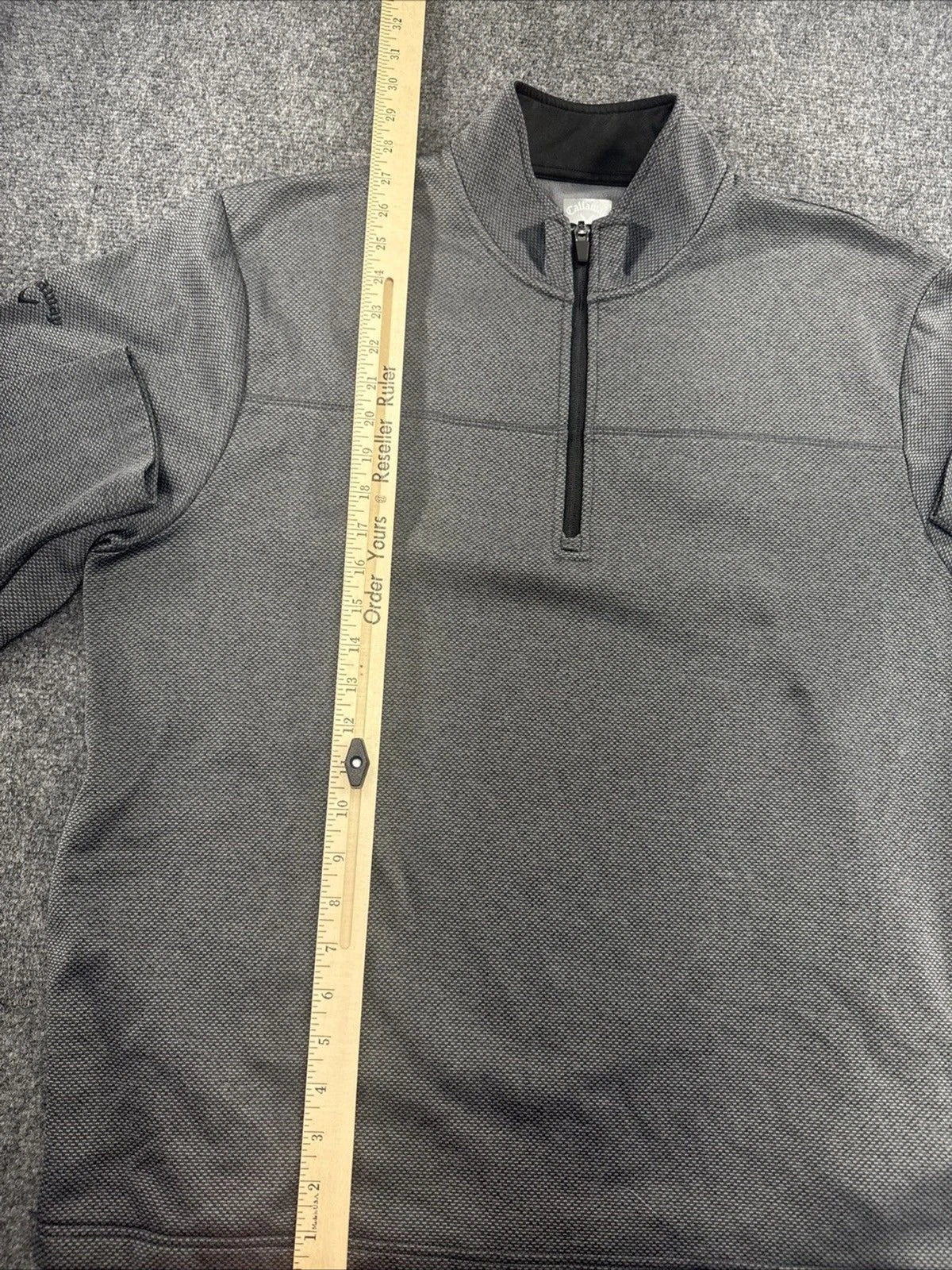 Callaway Golf Quarter Zip Pullover Men's Large Gray Textured Side Pockets