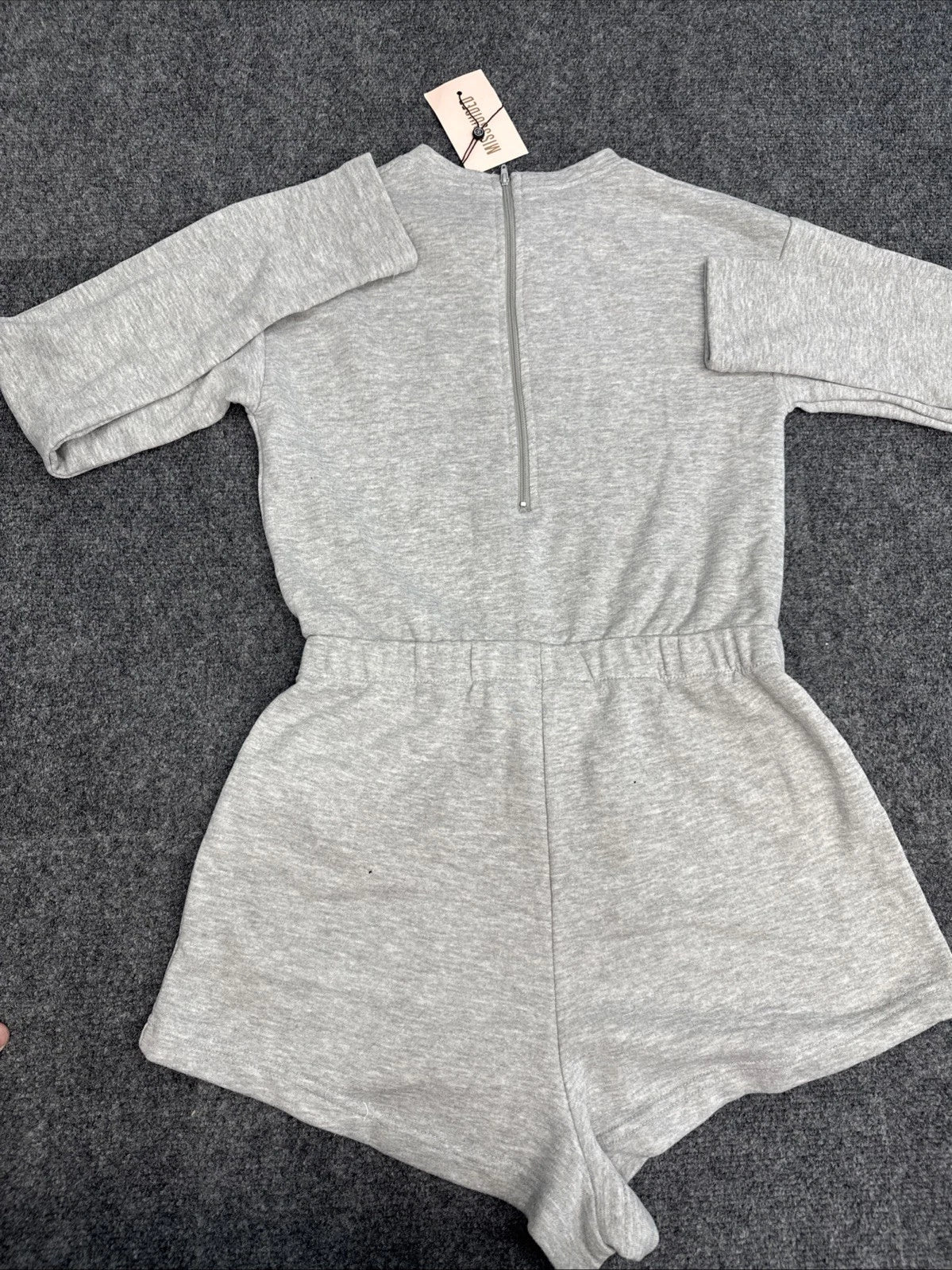 Missguided Grey Long Sleeve Playsuit Romper Women's US 4 UK 8 NWT Pockets