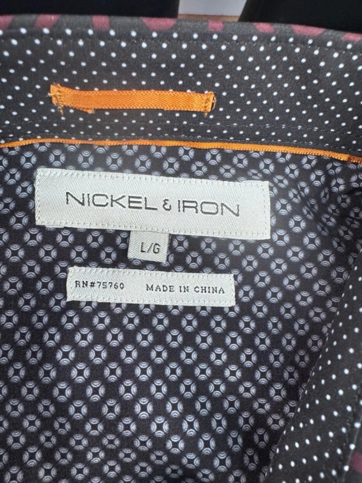 Nickel & Iron Men's Large Maroon Geometric Button Down Shirt Lightweight