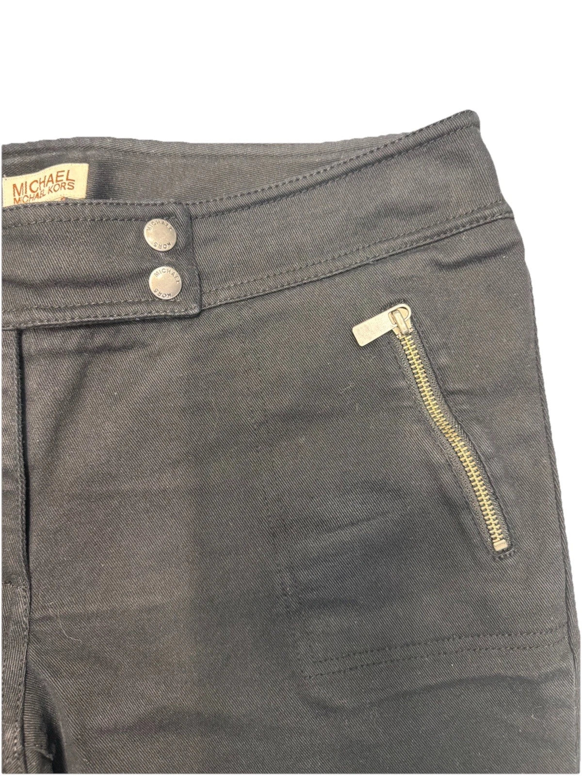 Vintage Michael Kors Zipper Pockets Black Straight Leg Denim Pants Women's