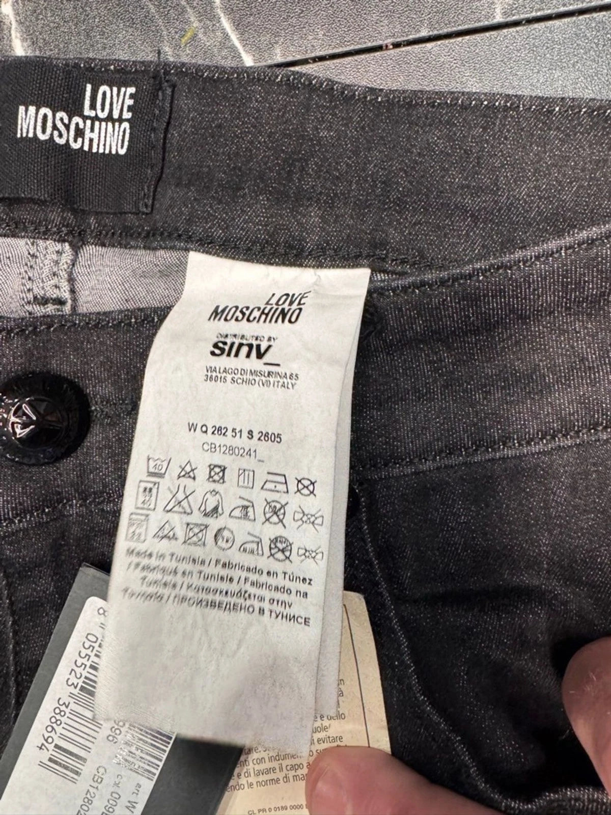 Love Moschino Spiderweb Print Jeans Women's 27 Black Straight Leg BNWT Rare
