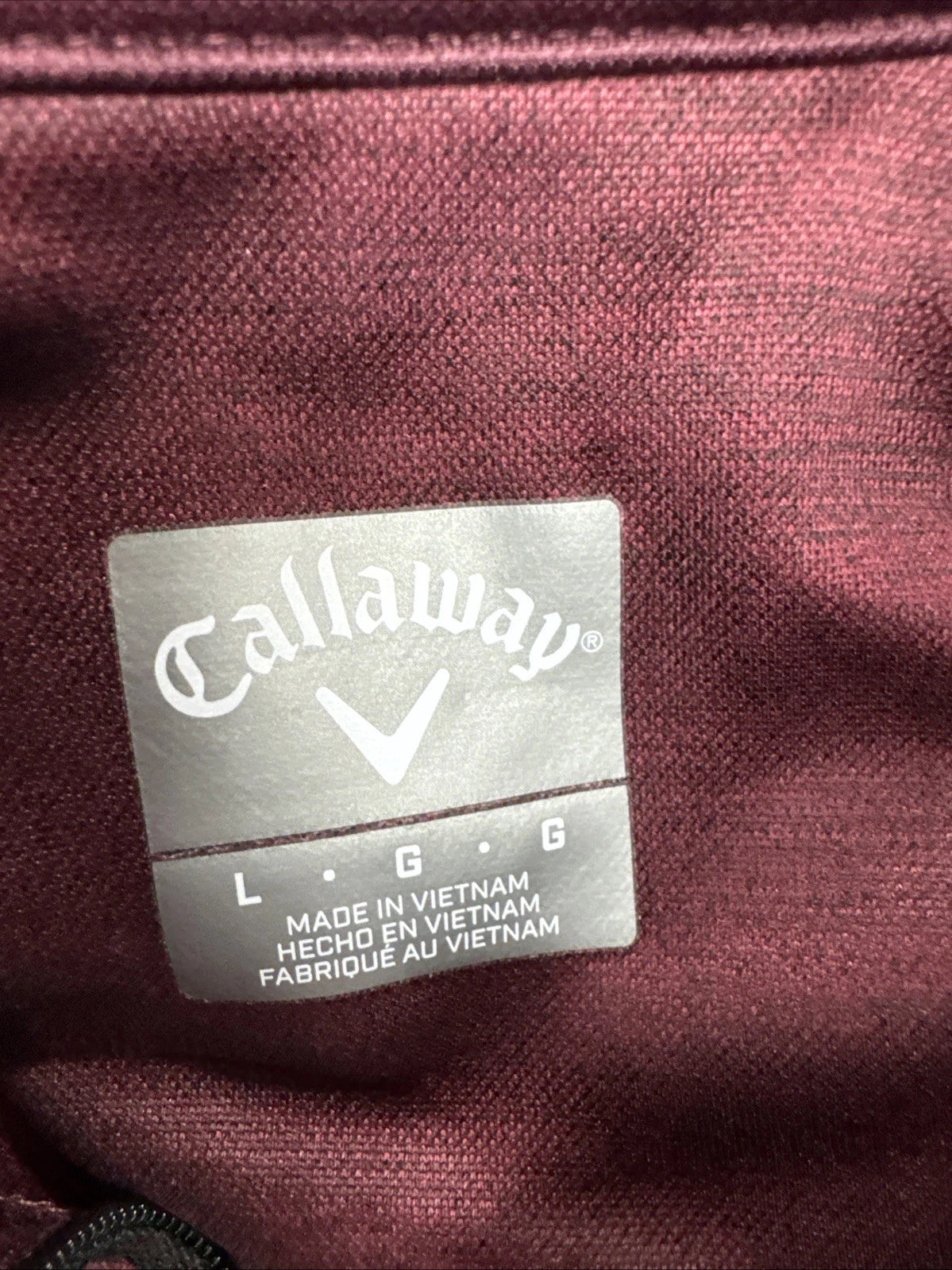 Callaway Golf 1/4 Zip Pullover Men's Large Burgundy Chest Pocket Performance
