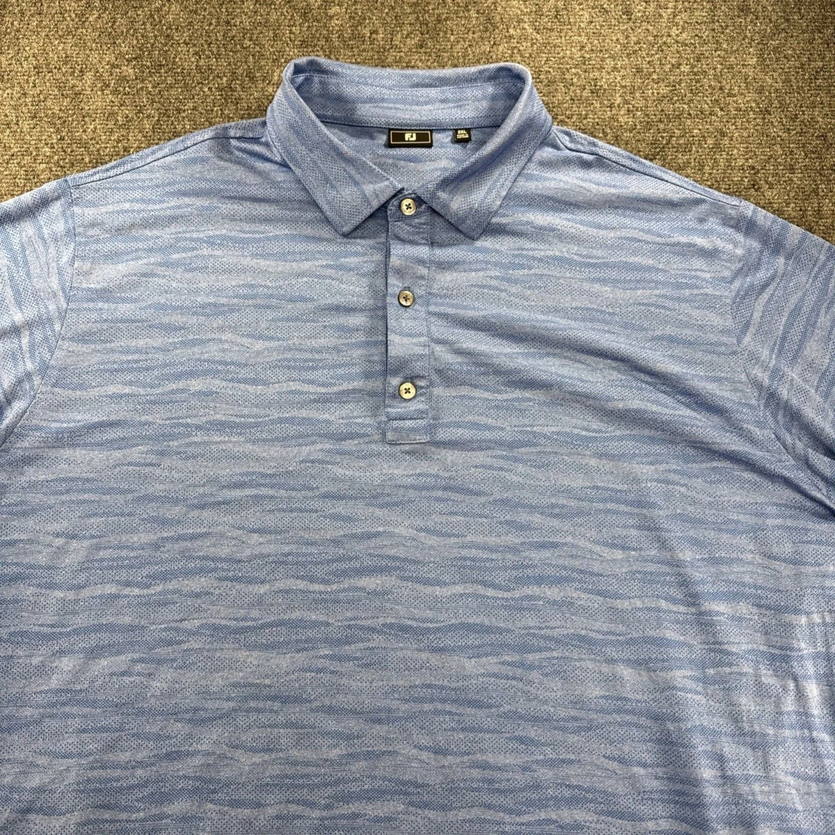 FootJoy Performance Golf Polo 2XL Light Blue Heathered Space Dye Short Sleeve