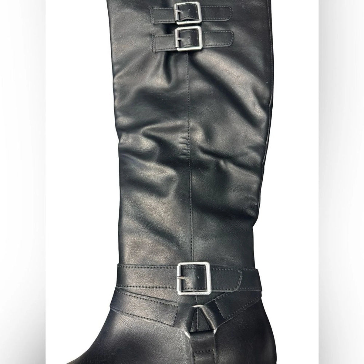 Style & Co Black Over The Knee Boots Silver Buckles Women's Size 6.5 BNIB