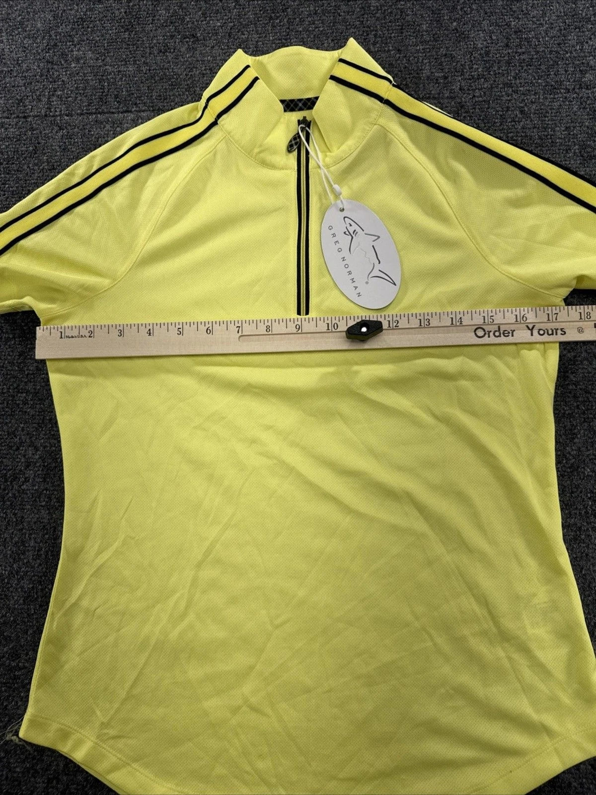 Greg Norman Play Dry Golf Shirt Women XS Bright Yellow Black Quarter Zip NWT