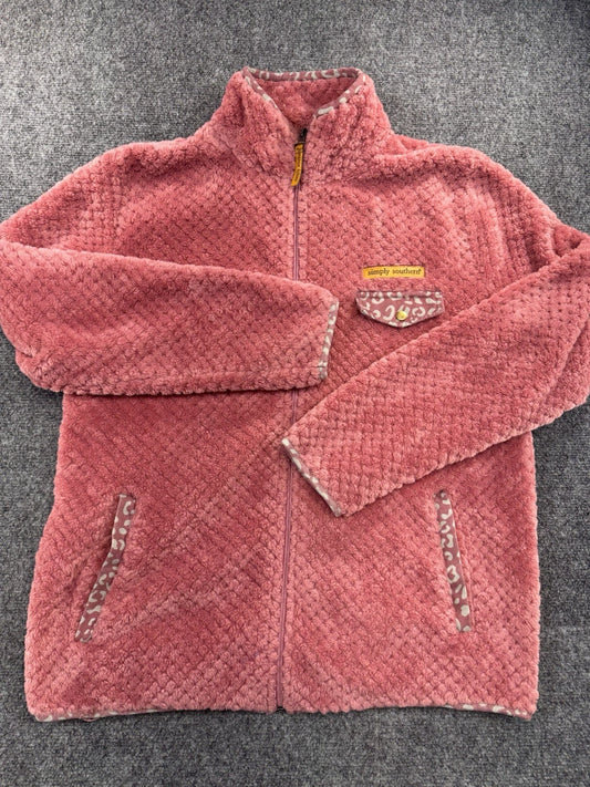 Simply Southern Womens Pink High Pile Fleece Jacket Full Zip XL