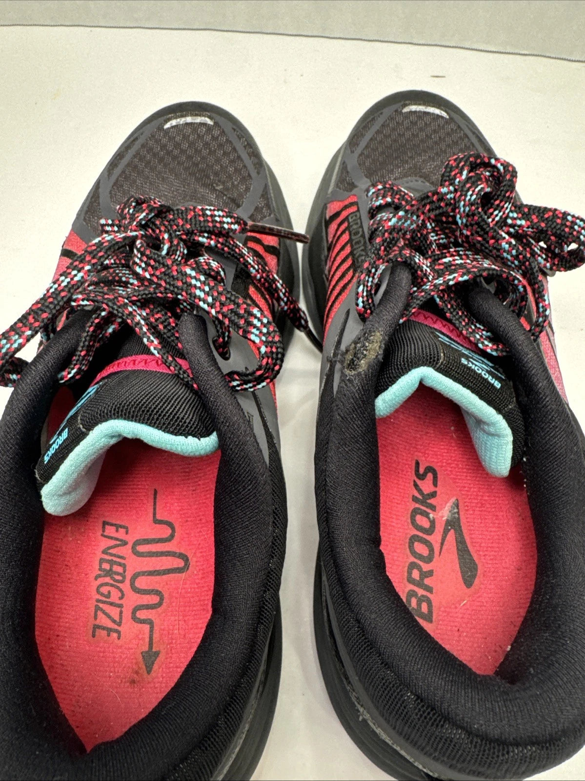 Brooks Caldera Women’s 7.5 Trail Running Shoes Black Pink Aqua 1202321B065