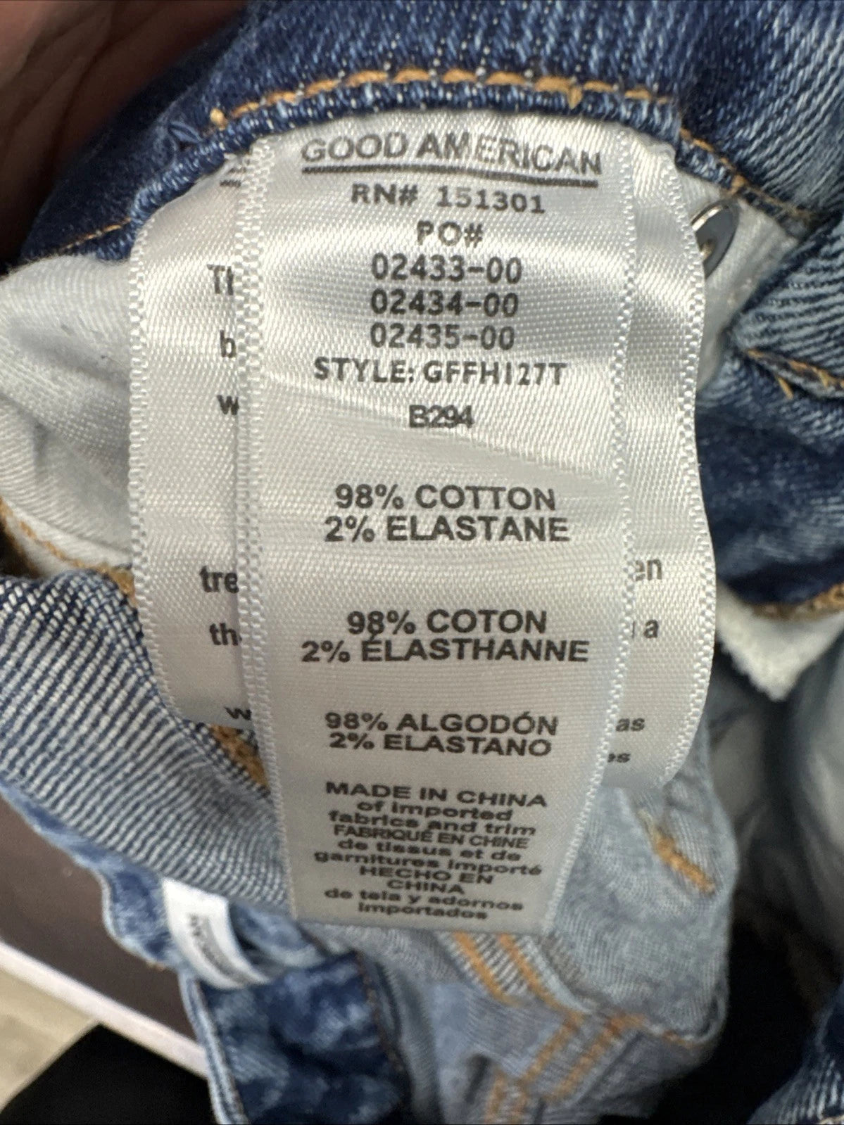 Good American Good Flare Jeans Womens 0 25 High Rise Blue Raw Hem GFH127T