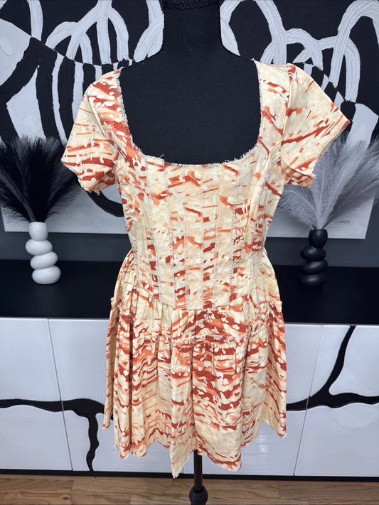 ASOS Design Square Neck Corset Mini Dress Women's 6 Red Orange NWT