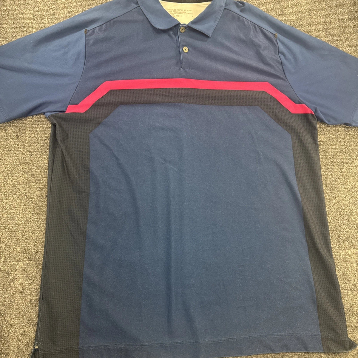 Nike Golf Tour Performance Dri-FIT Polo Mens XL Blue Black Red Colorblock