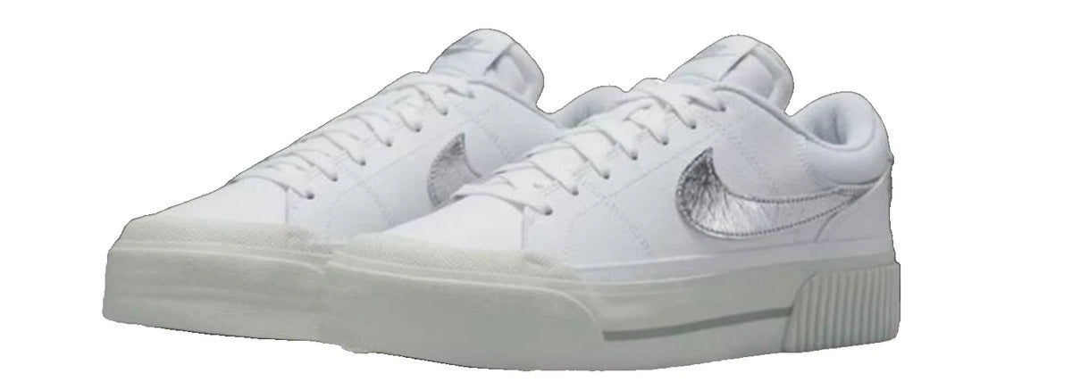 Nike Court Legacy Lift White Silver Sneakers Women 11 Men 9.5 NIB HQ2307-100