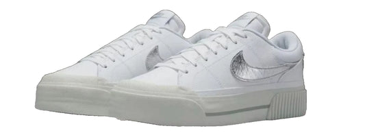 Nike Court Legacy Lift White Silver Sneakers Women 11 Men 9.5 NIB HQ2307-100
