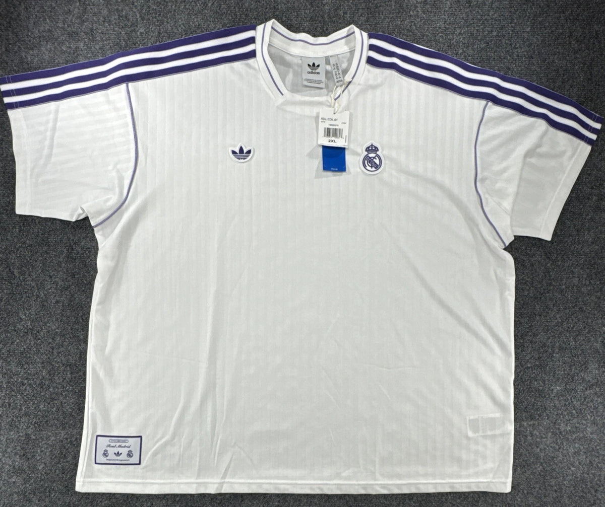 adidas Real Madrid Terrace Icons Jersey 2XL White Purple JF2581 NWT