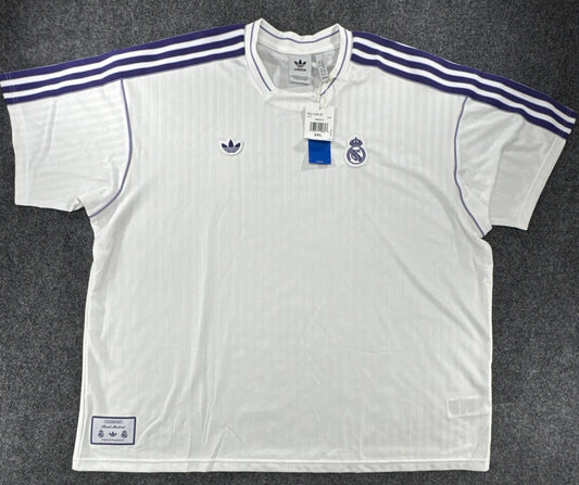 adidas Real Madrid Terrace Icons Jersey 2XL White Purple JF2581 NWT