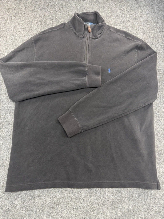 Polo Ralph Lauren Quarter Zip Sweater Gray Men's XL 100% Cotton Pony Logo