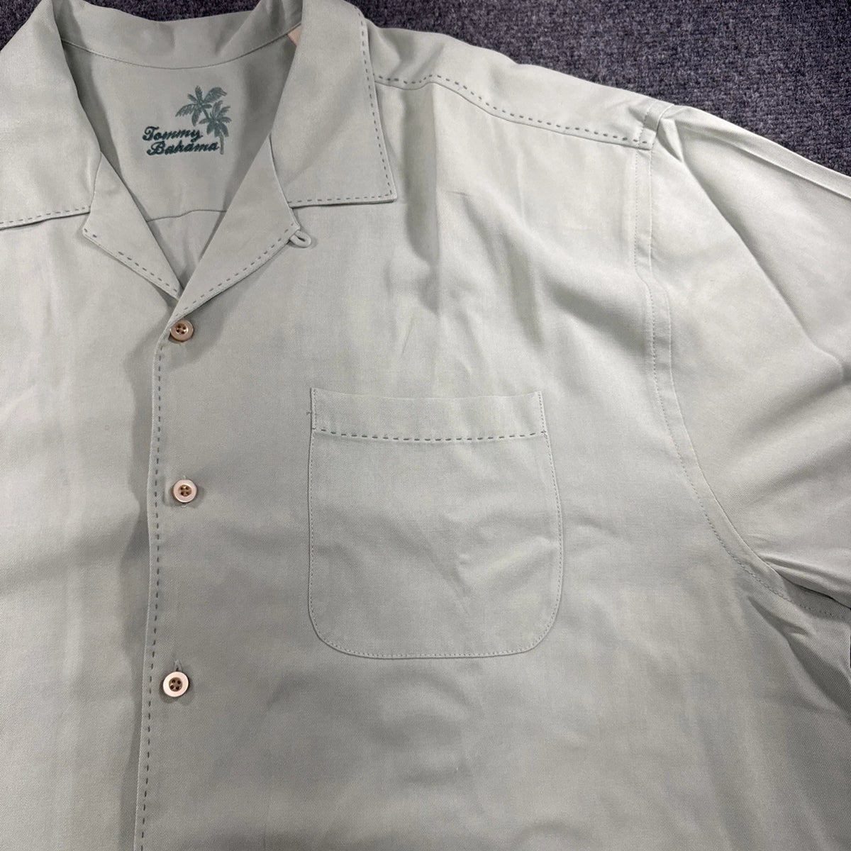 Tommy Bahama Silk Camp Shirt Mens XLT Mint Green Seafoam Resort Button Up NWOT