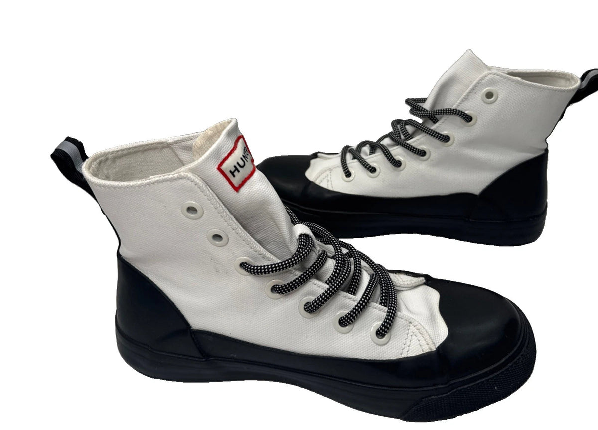 Hunter for Target Dipped Canvas High Top Sneakers M5.5 W7.5 White Black New