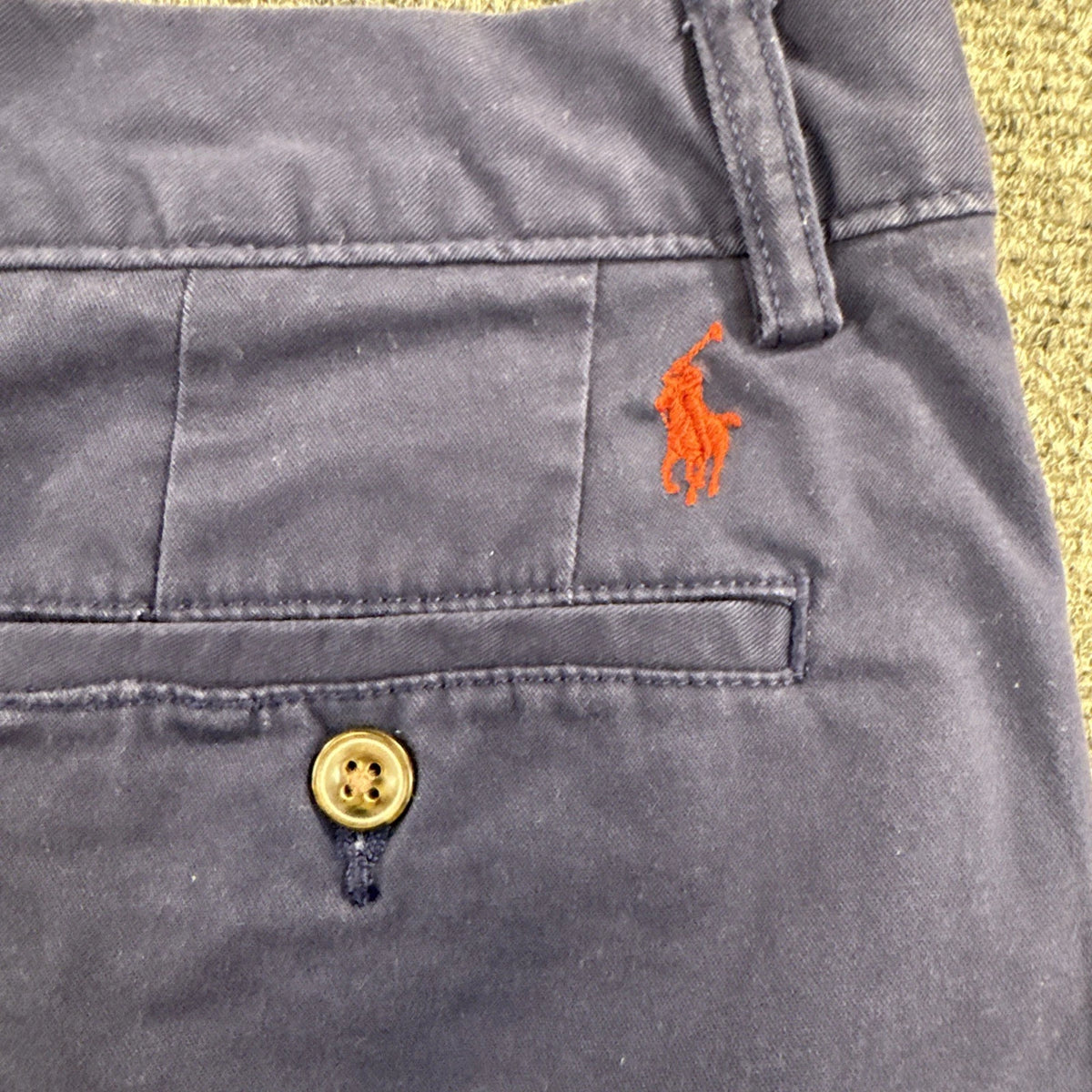 Polo Ralph Lauren Boys 20 Navy Blue Flat Front Chino Shorts Preppy