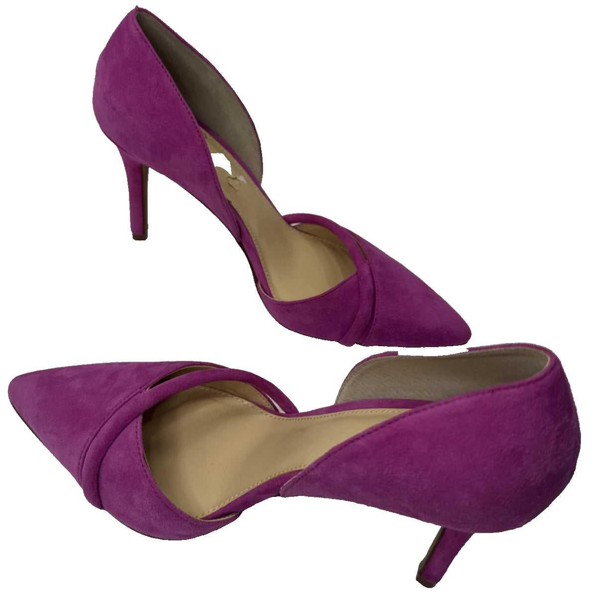 Vince Camuto Womens 8 Fuchsia Pink Suede D’Orsay Pointed Toe Stiletto Pumps