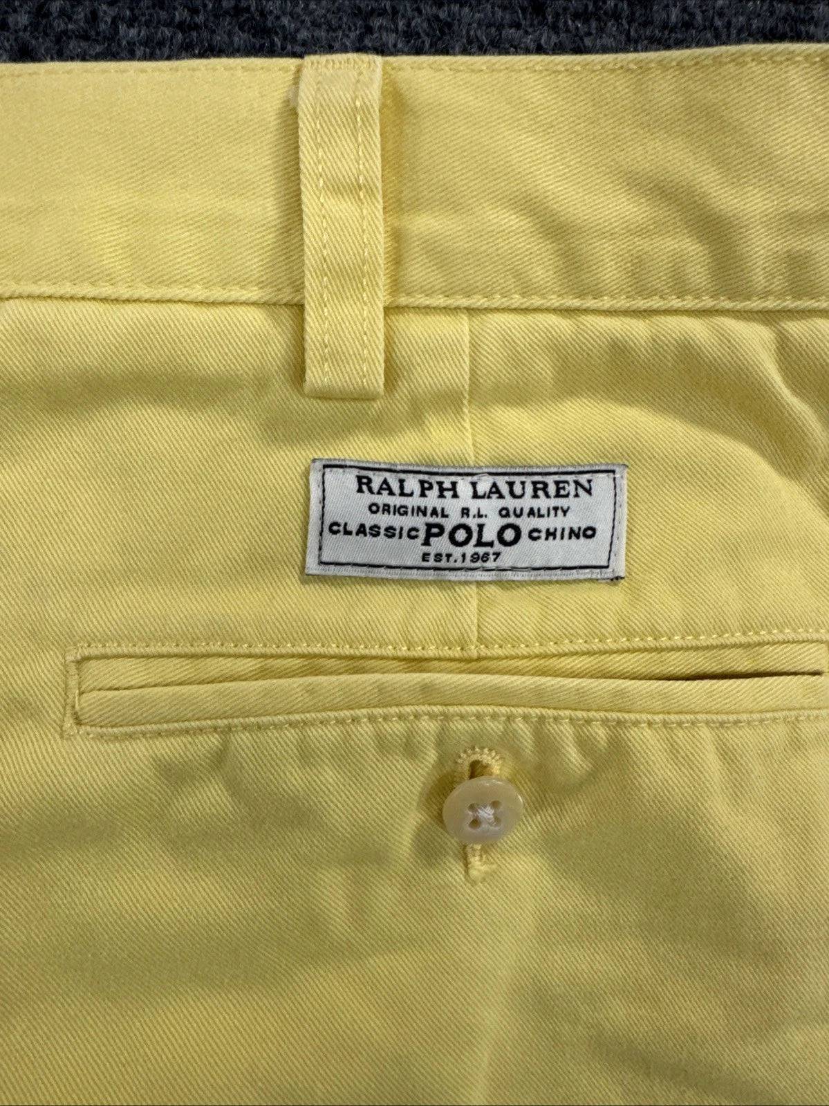 Polo Ralph Lauren Tyler Shorts Mens 38 Yellow Pleated Chino 100% Cotton VTG