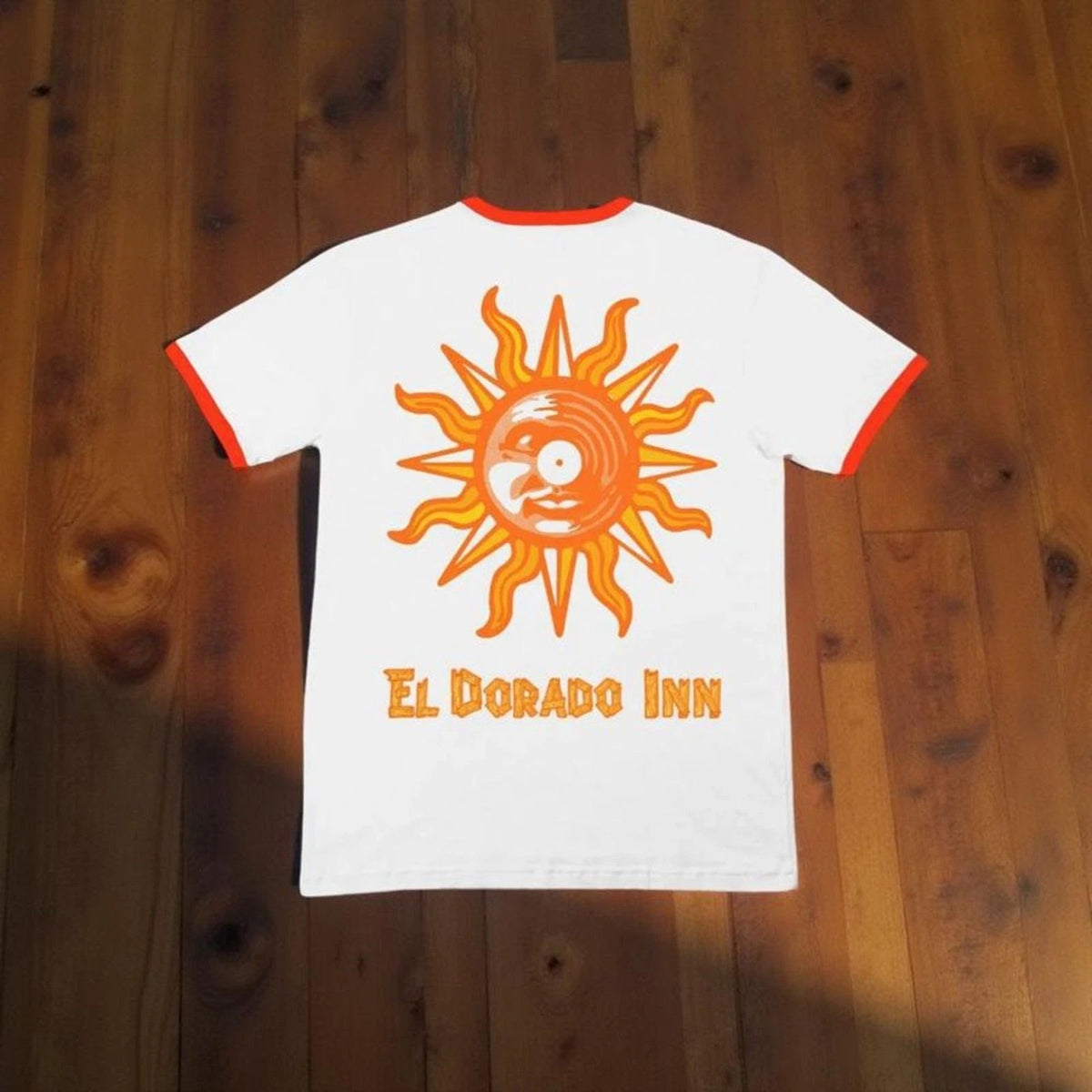 24kGoldn El Dorado Inn Ringer T Shirt Mens Large White Rap Tour Merch NWT