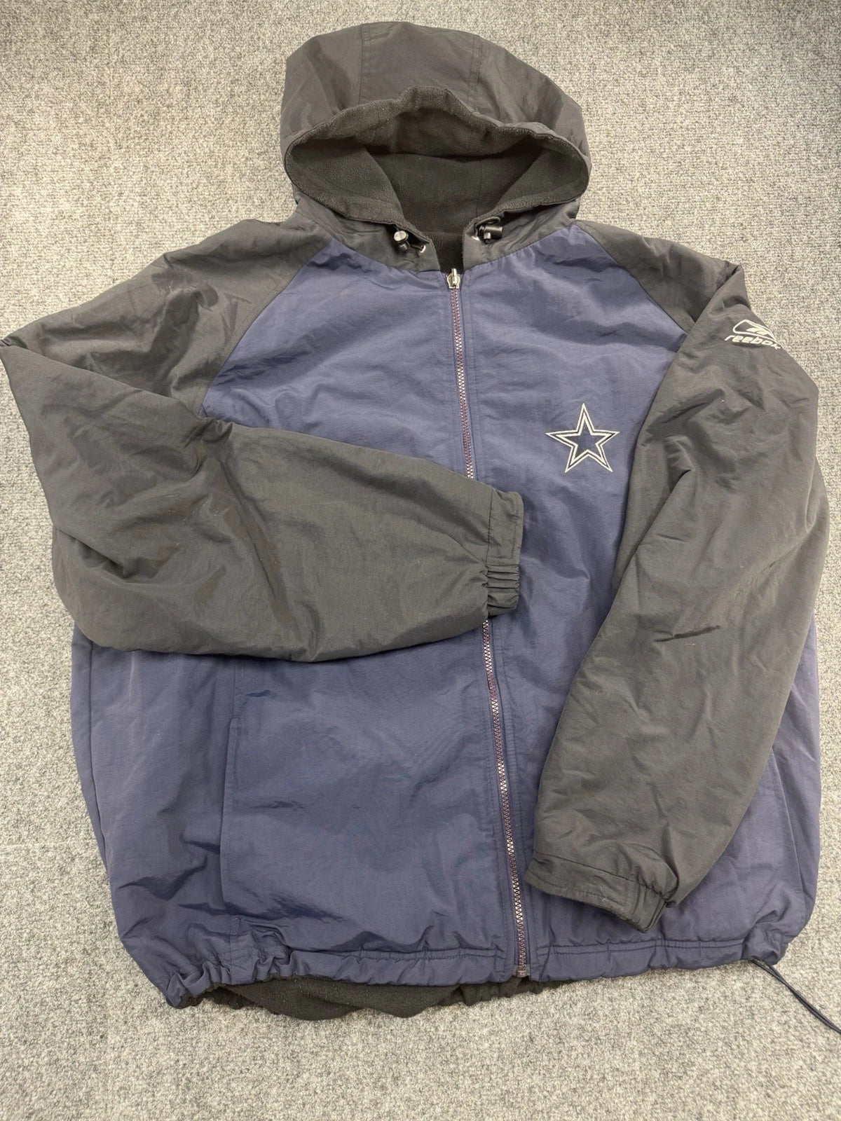 Reebok Dallas Cowboys Reversible Jacket Hooded Blue NFL Football Mens L
