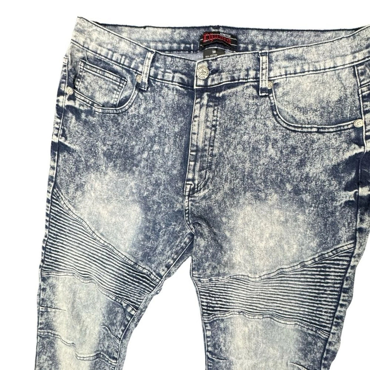 Chams Stretch Straight Jeans Men's 38x30 Blue Acid Wash Denim Y2K