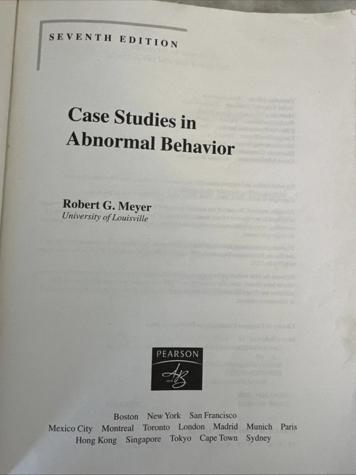 Case Studies in Abnormal Behavior 7th Edition Robert G. Meyer Paperback