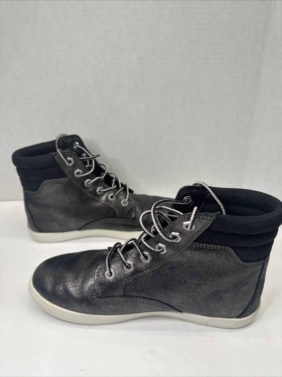 Timberland Dausette A1QIV Women’s 7.5 Black Metallic Leather Sneaker Boots