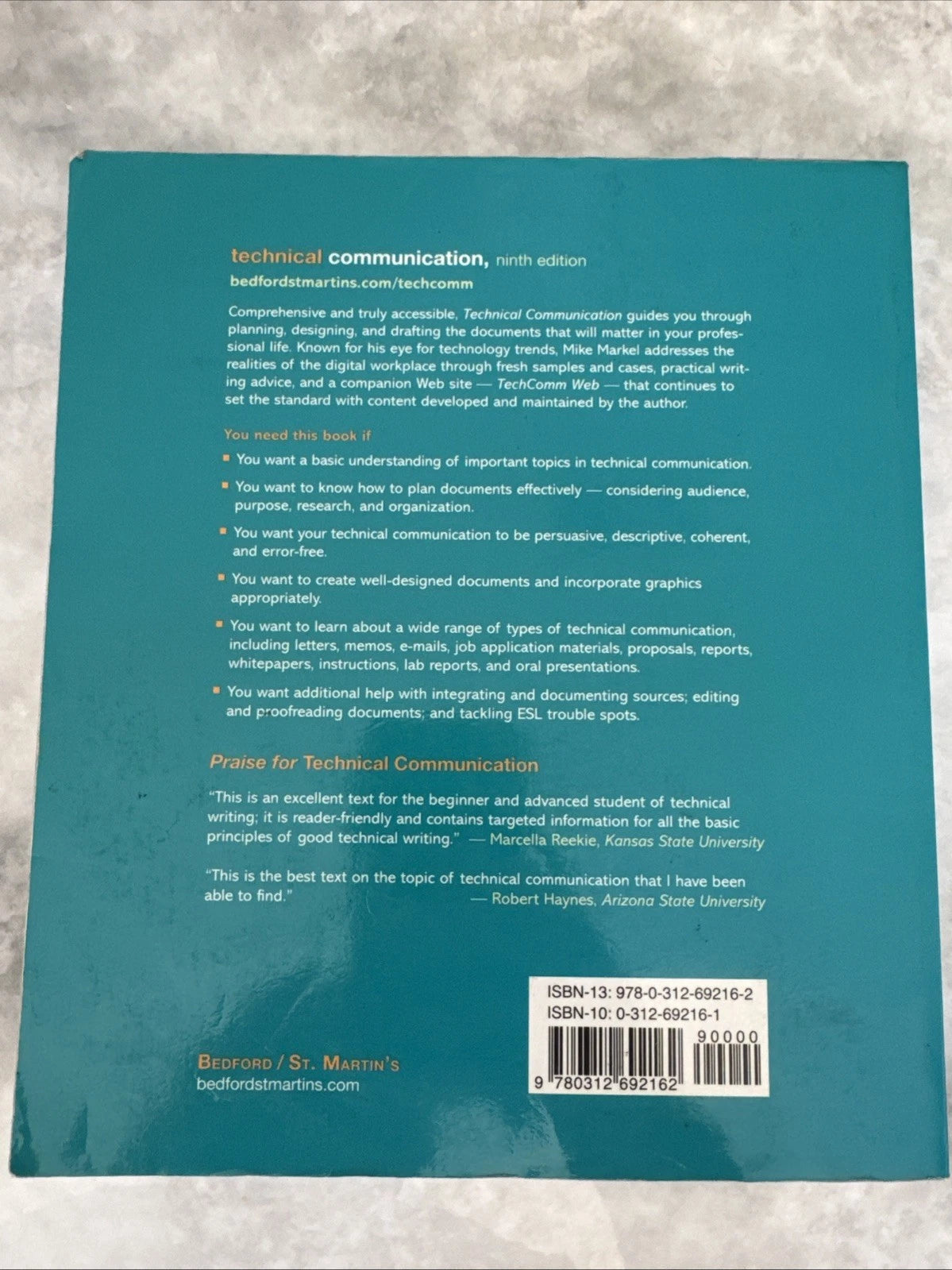 Technical Communication 9th Edition Mike Markel Paperback College Textbook