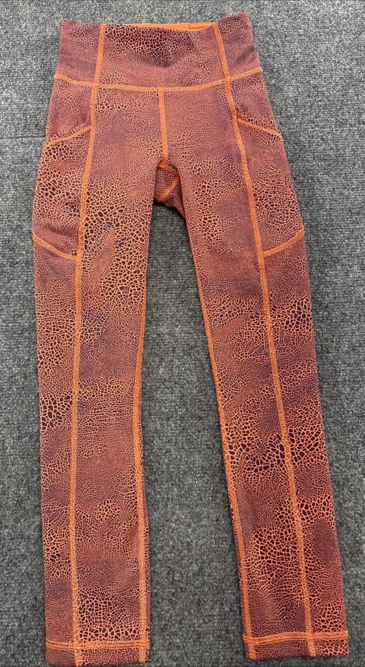 Lululemon Womens Leggings Size 4 Orange Purple Abstract Print High Rise