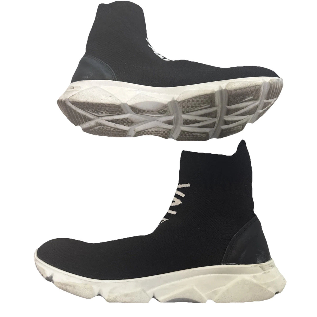 Valentino Sound Sock Sneakers Womens 6.5 Black Logo Designer Shoes EUC