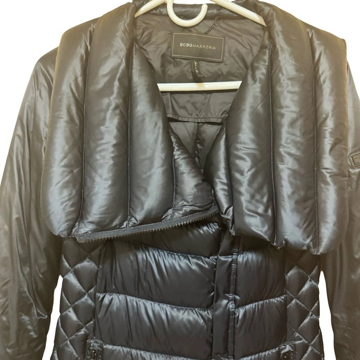 BCBGMAXAZRIA Puffer Jacket Women’s XXS Navy Quilted Full Zip Winter Coat