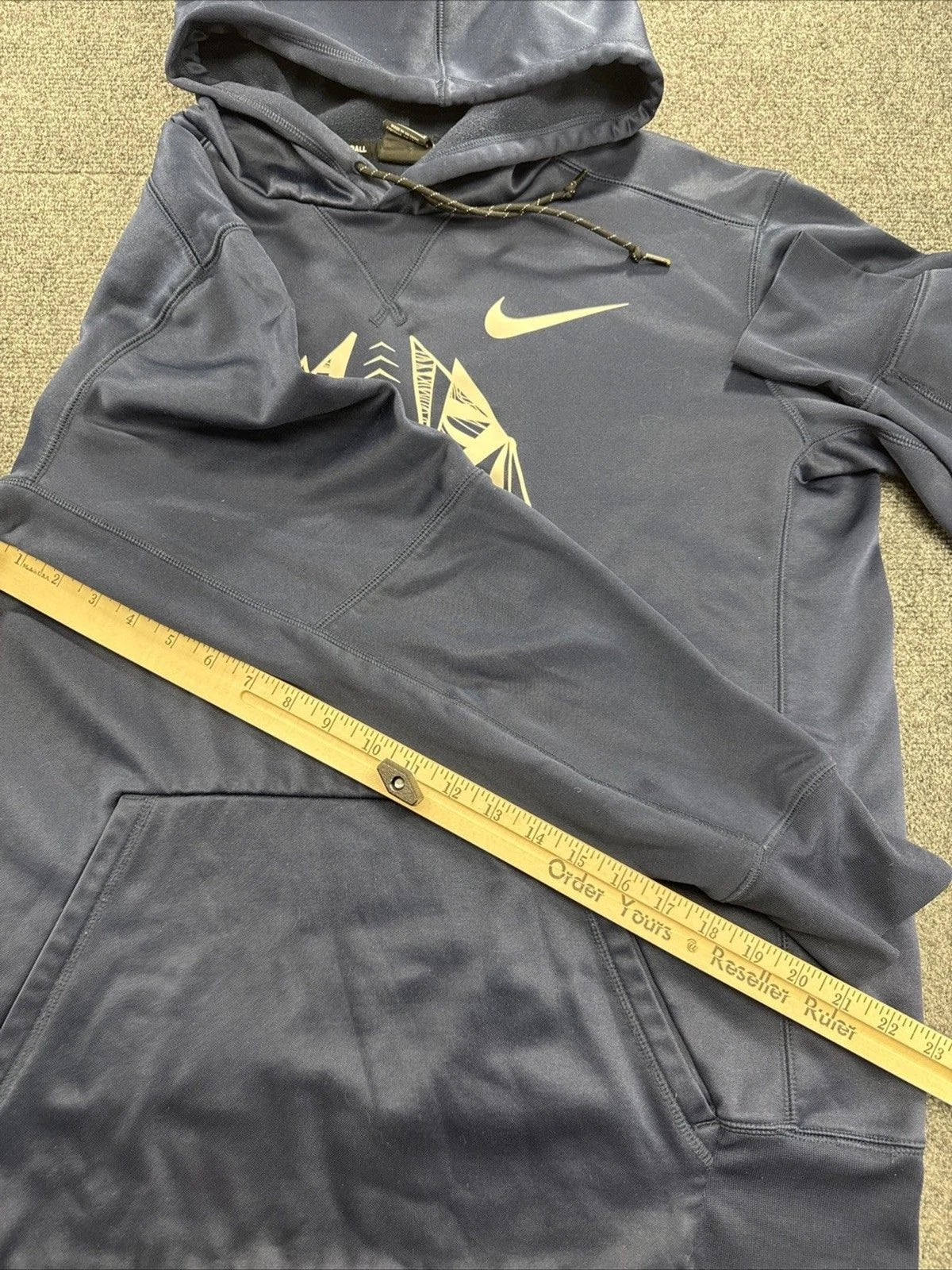 Nike Football Hoodie Mens Large Navy Geometric Football Pullover Swoosh