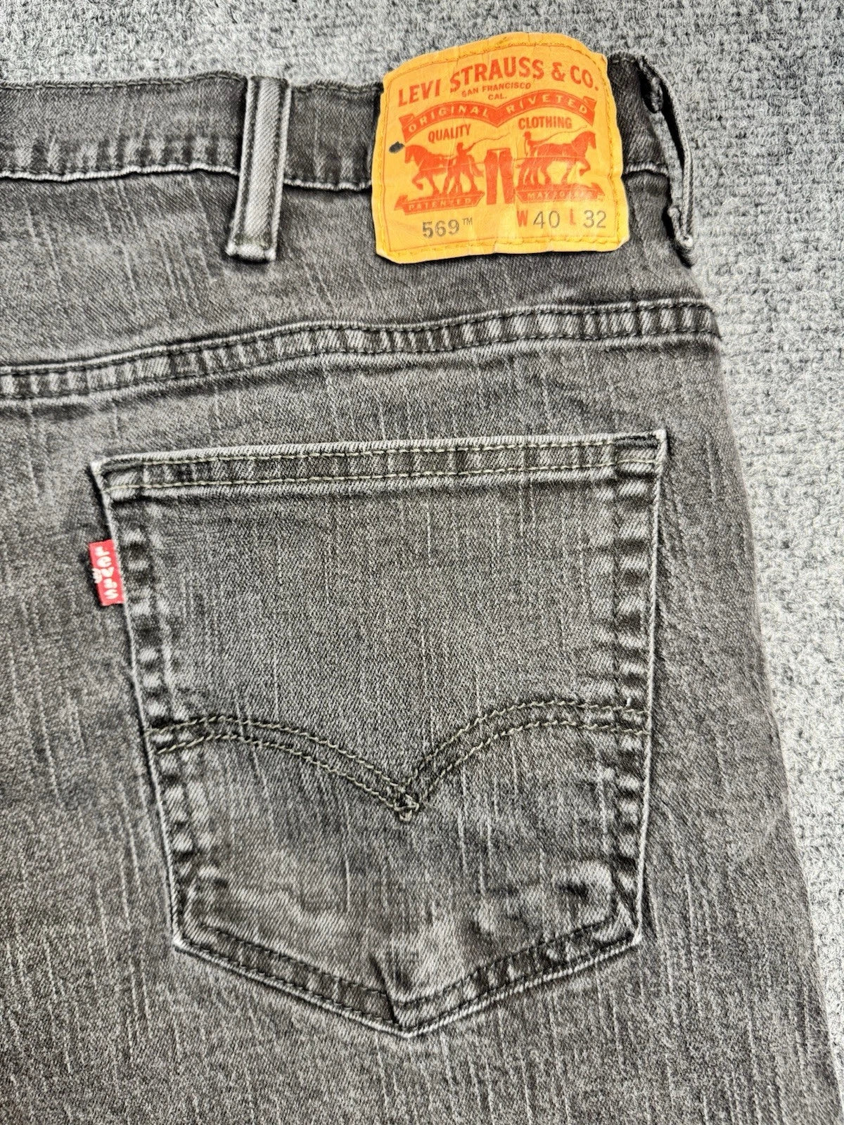Levi's 569 Loose Straight Jeans Men's W40 L32 Faded Black Denim
