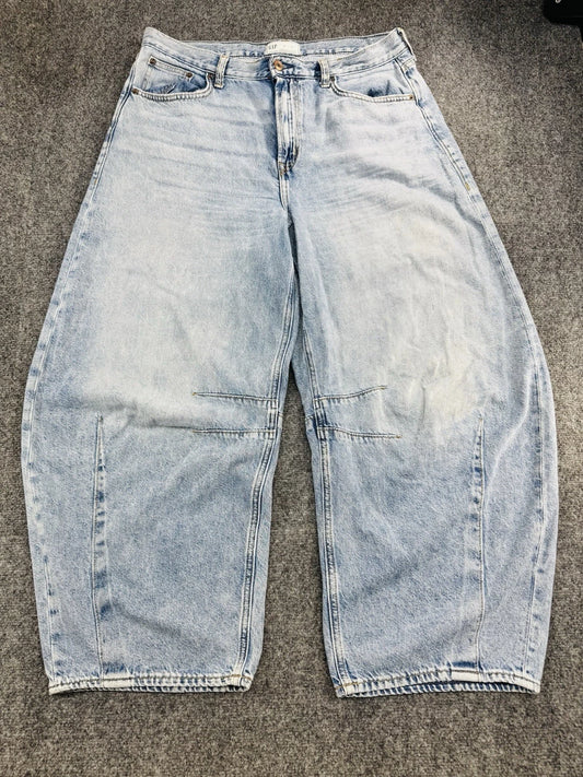 Gap Women's 31 Blue Barrel Jeans High Rise Relaxed Fit Denim