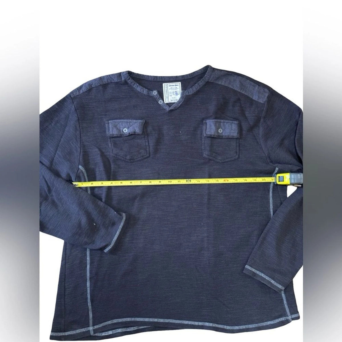Colours by Alexander Julia Henley Shirt Men’s 2XL Navy Long Sleeve Double Pocket