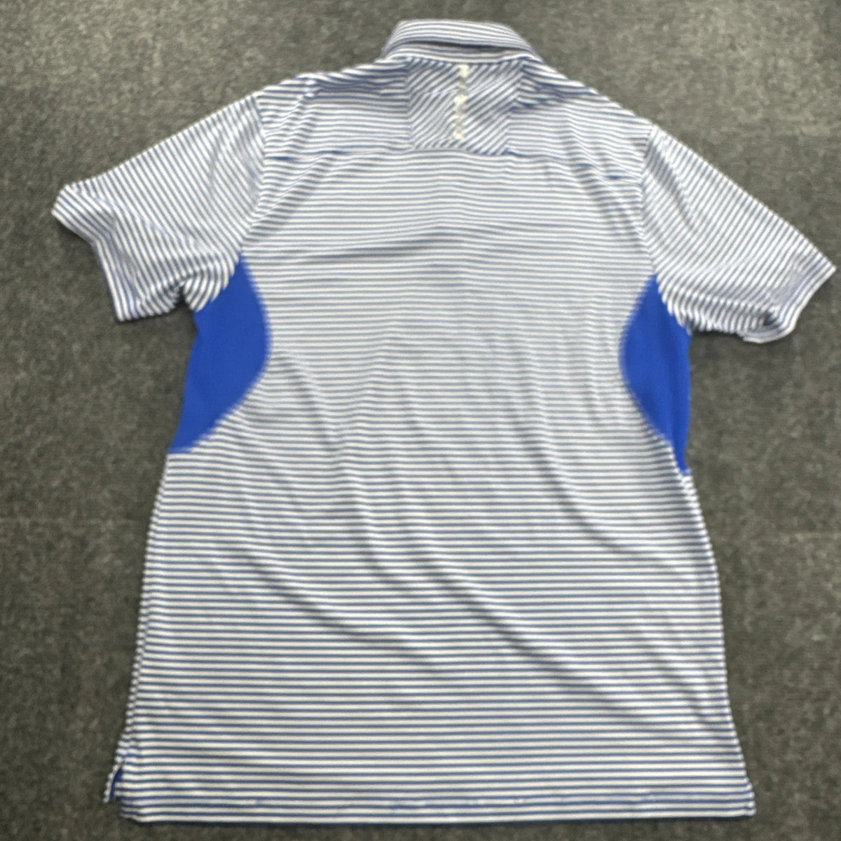 Under Armour HeatGear Blue White Striped Golf Polo Shirt Men Medium Loose Fit