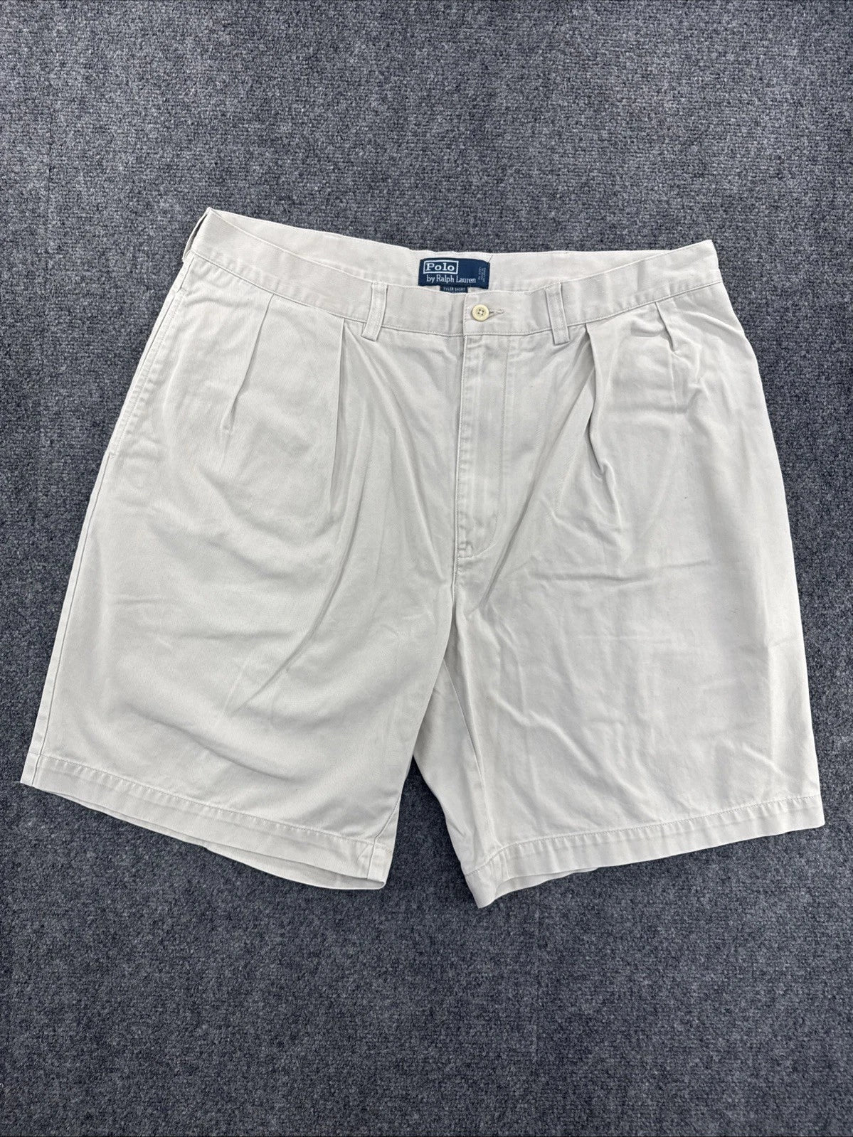 Polo Ralph Lauren Tyler Shorts Mens 38 Beige Pleated Chino 100% Cotton