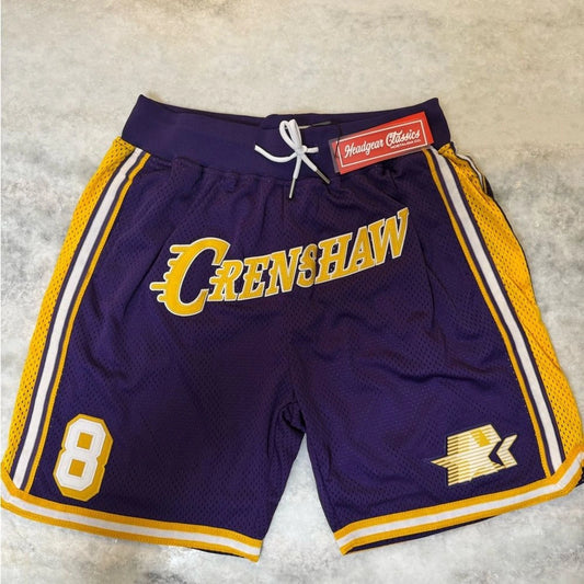 Headgear Classics Kobe Bryant Crenshaw #8 Shorts Mens M Purple Gold NWT