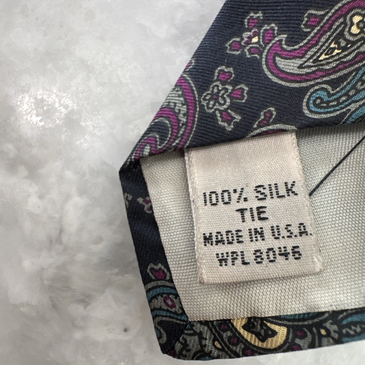 Christopher Hayes 100% Silk Paisley Necktie USA Purple Blue Vintage
