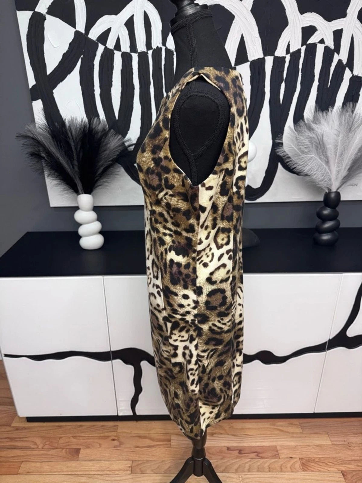 Philosophy Leopard Print Shift Mini Dress Women's 12 Sleeveless Party Chic EUC