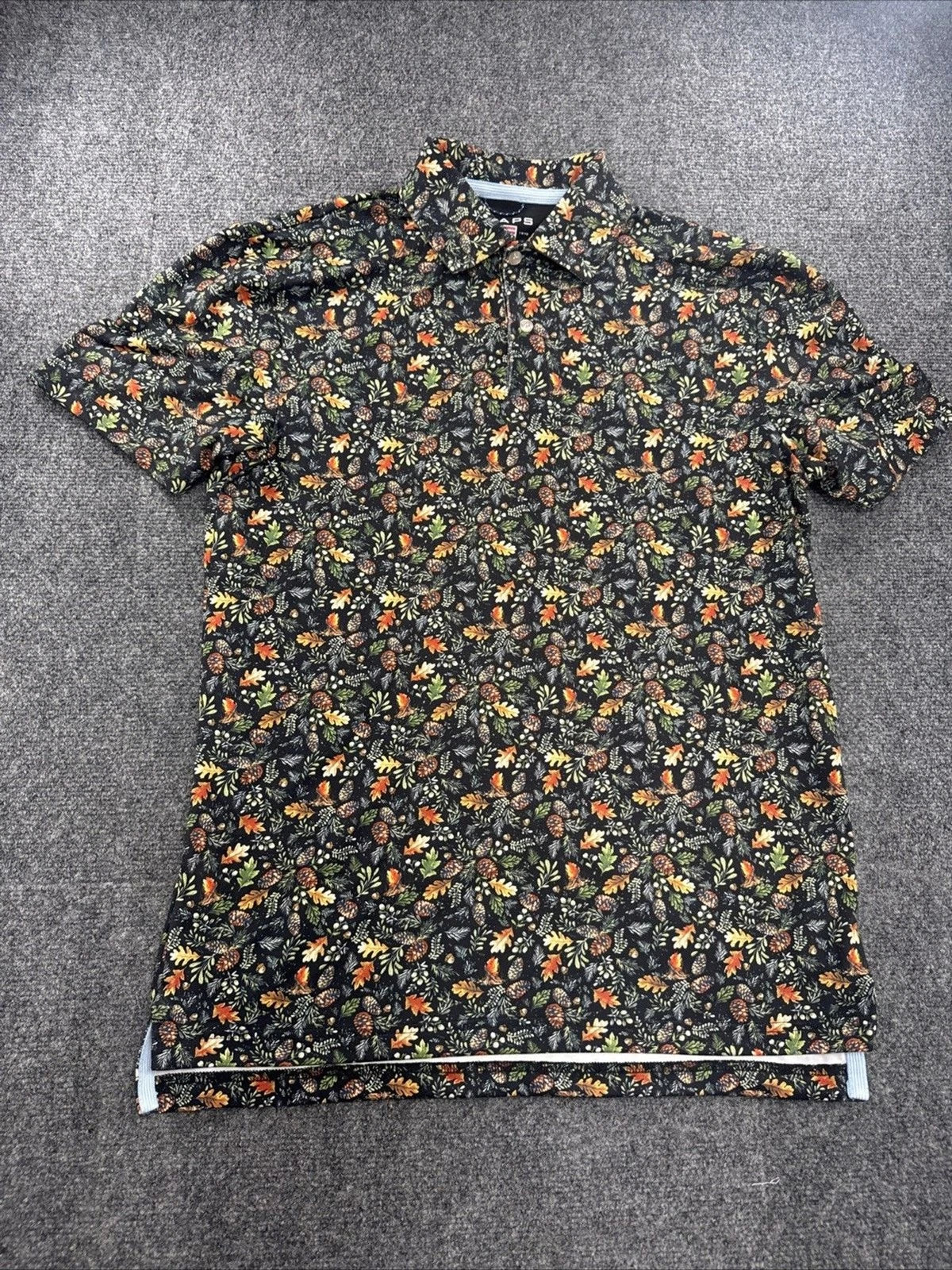 Chaps Everyday Performance Pinecone Floral Polo Men’s Small Black BNWOT