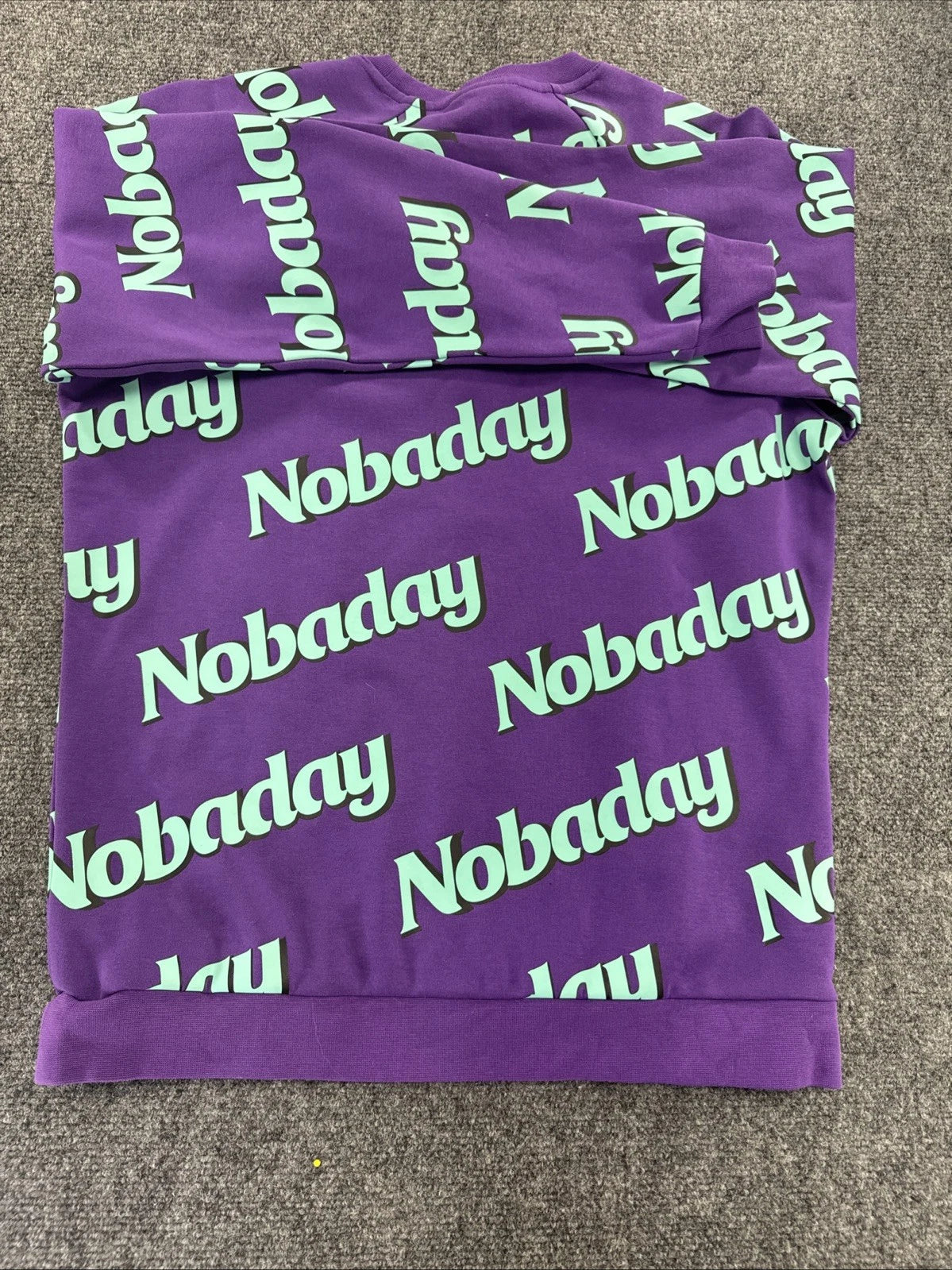 NOBADAY Never Been Done All Over Logo Crewneck Sweatshirt Purple Green