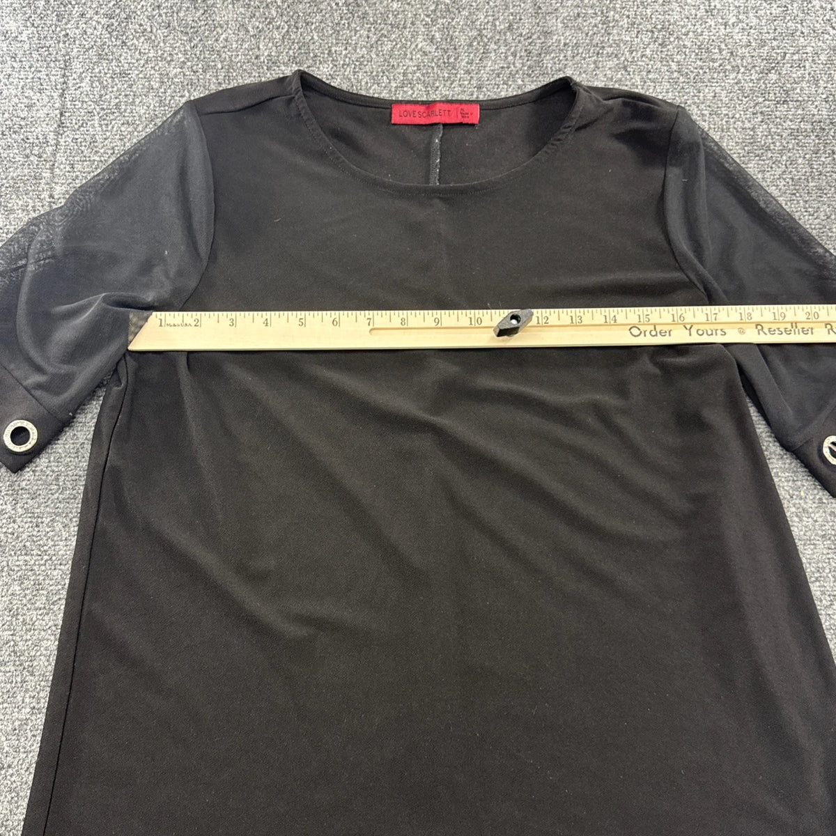 Love Scarlett Black Grommet Sleeve Blouse Women's Medium Career Stretch Top