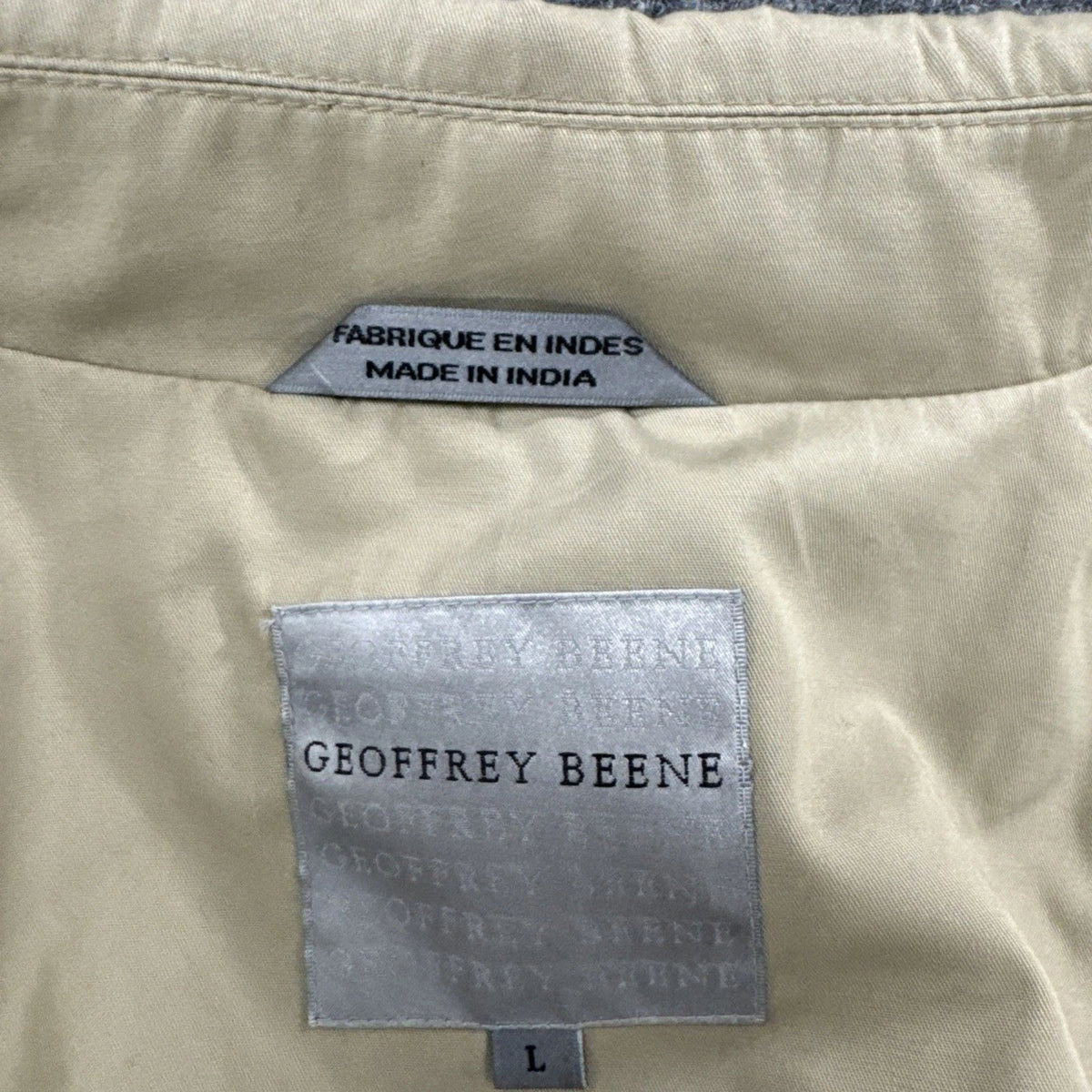 Vintage Geoffrey Beene Trench Coat Men's L Beige Cotton Blend Car Coat EUC