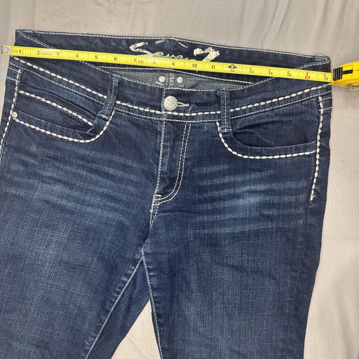 Vintage Seven For All Mankind Skinny Jeans Womens 10 Blue White Stitching Y2K EU